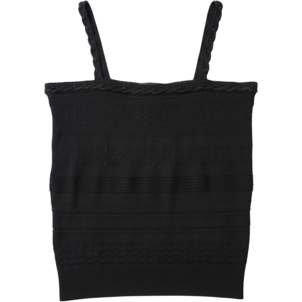 Dolce & Gabbana Black Knit Pointelle Camisole Braided Trim Tank Top Italy 40